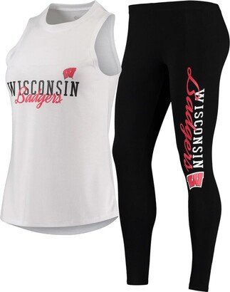 Concepts Sport Women's White, Black Wisconsin Badgers Tank Top and Leggings Sleep Set - White, Black