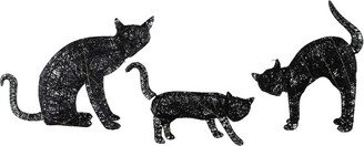 Northlight Set of 3 LED Lighted Black Cat Family Outdoor Halloween Decorations 27.5