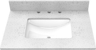 Winette 31 x 22 Engineer Marble Bathroom Vanity Top in Speckled White with White Rectangular Cermic Sink