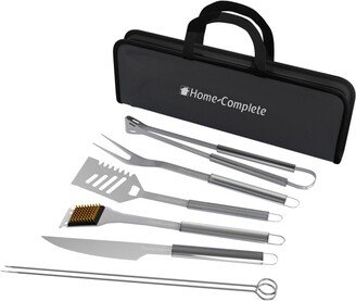 7-Piece BBQ Grill Tool Kit - Stainless Steel BBQ Accessories Kitchen Set with Spatula, Tongs, Fork, Knife, Brush, Skewers, and Case