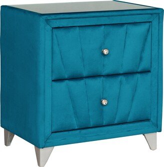 BESTCOSTY Wooden Nightstand Upholstered Velvet Fabric with Two Drawers