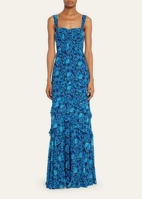 Chandra Floral Ruffled Gown