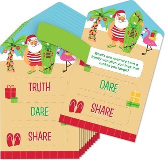 Big Dot of Happiness Tropical Christmas - Beach Santa Holiday Party Game Pickle Cards - Truth, Dare, Share Pull Tabs - Set of 12