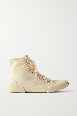 Paris Distressed Canvas High-top Sneakers - Off-white