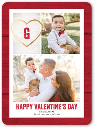 Valentine's Day Cards: Heart Monogram Valentine's Day Card, Red, 6X8, Matte, Signature Smooth Cardstock, Rounded