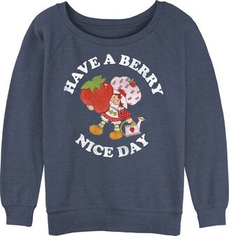 Women's Strawberry Shortcake Berry Nice Day Junior's Raglan Pullover with Coverstitch