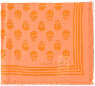 Allover Skull Printed Frayed Scarf