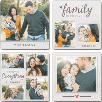 Coasters: Rustic Family Forever Set Ceramic Coasters, Set Of 4, Beige