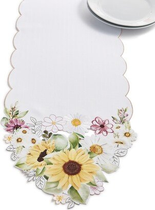 Sunflower and Daisies Cutwork Fabric Runner