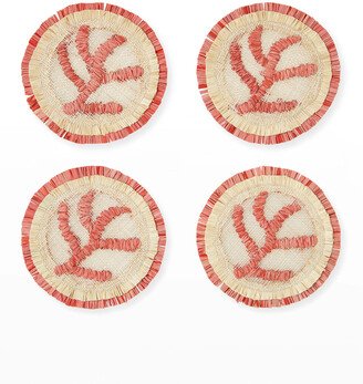 Coral Straw Coasters, Set of 4