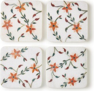 Gauri Kohli Spring Blossom Marble Coasters, Set of 4