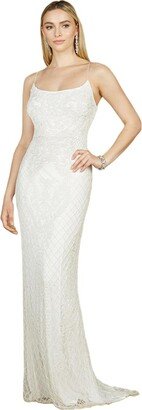 Women's Scoop Neck, Open Back Beaded Bridal Gown