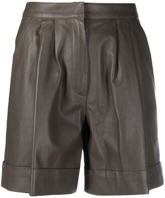 High-Rise Leather Shorts