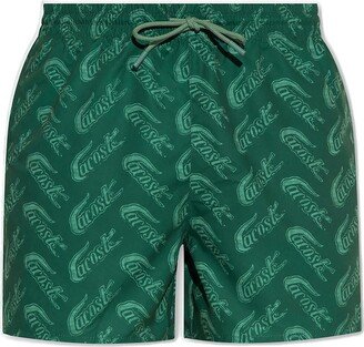 Logo Printed Drawstring Swim Shorts-BN