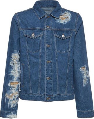 Distressed cotton denim jacket