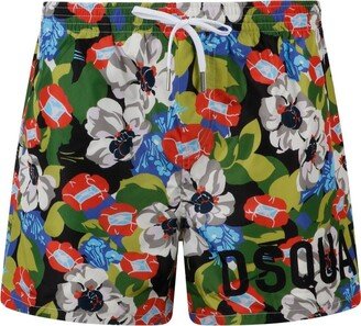 Floral-Printed Drawstring Swim Shorts