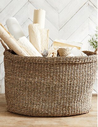 Natural Oval Double-handle Seagrass Storage Basket 38cm