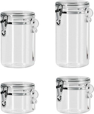 Clear Clamp 4 Piece Canisters with Scoops Set