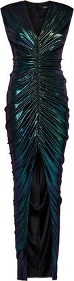 Iridescent Draped Jersey Dress