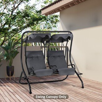 2-Seater Swing Canopy Replacement with Tubular Framework, Outdoor Swing Sunshade Top Cover