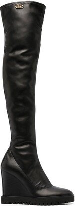 110mm Wedged Leather Boots