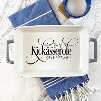 Kickasserole Casserole Dish | Personalized Game Day Bakeware Stoneware Ceramic Baking Gift For Mom Football Pan Plate