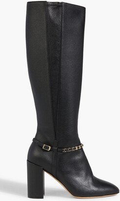 Triba 85 smooth and pebbled-leather knee boots