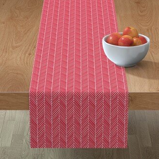 Table Runners: Herringbone - Red & White Table Runner, 90X16, Red