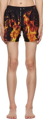 Black Printed Swim Shorts-AD