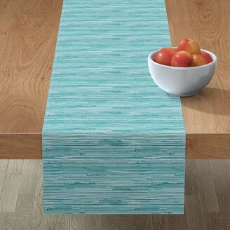 Table Runners: Grasscloth Print - Turquoise Blue Table Runner, 72X16, Blue