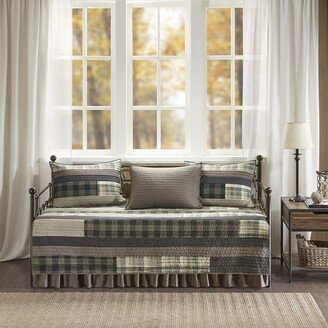 Winter Plains Tan/ Gray Year Round Cotton Printed 5 Pieces Day Bed Cover Set