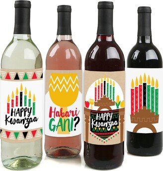 Big Dot Of Happiness Happy Kwanzaa - Heritage Holiday Party Decor - Wine Bottle Label Stickers - 4 Ct