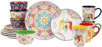 Sweet Spicy Dinnerware Set, 16 Piece - Red, Multi