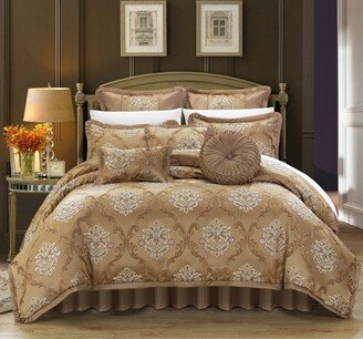 Antonio Jacquard Scroll Gold 13-piece Bed in a Bag