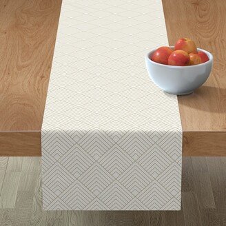 Table Runners: Pyramid - Gold On White Table Runner, 72X16, Beige