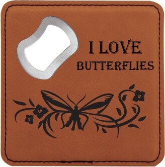 Leatherette Bottle Opener Coaster With Your Choice Of Butterfly Design | Lover's Gift