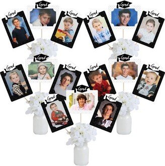 Big Dot of Happiness Black and White Grad - Best is Yet to Come - Graduation Party Picture Centerpiece Sticks - Photo Table Toppers - 15 Pieces