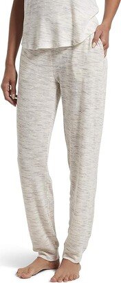 Womens Knit Long Pajama Sleep Pant With Cuffs (Off White - Space Dye) Women's Pajama