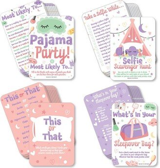 Big Dot of Happiness Pajama Slumber Party - 4 Girls Sleepover Birthday Party Games - 10 Cards Each - Gamerific Bundle