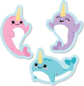 Big Dot of Happiness Narwhal Girl - DIY Shaped Under The Sea Baby Shower or Birthday Party Cut-Outs - 24 Count