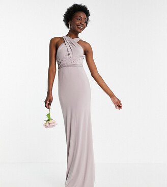 TFNC Tall Bridesmaid multiway maxi dress in light gray