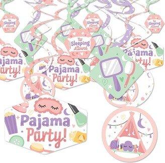 Big Dot of Happiness Pajama Slumber Party - Girls Sleepover Birthday Party Hanging Decor - Party Decoration Swirls - Set of 40