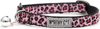 The Worthy Dog Leopard Breakaway Adjustable Cat Collar - Pink - One Size