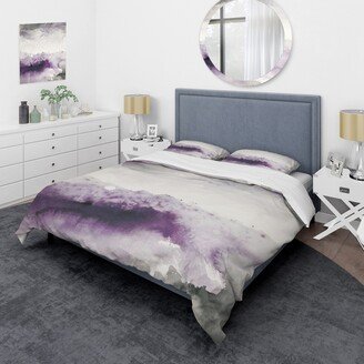 Designart 'Midnight at the Lake II Amethyst and Grey' Geometric Bedding Set - Duvet Cover & Shams