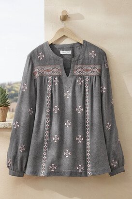 Women's Luna Vista Blouse - Charcoal Heather Multi - PS - Petite Size