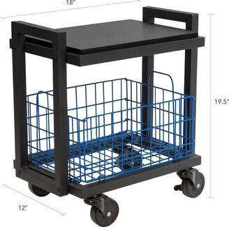 GREATPLANINC 2-Tier Cart System Narrow Mobile Storage Interchange Shelves and Baskets Powder Coated Steel Frame for kitchen Study