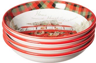 Home for Christmas 9.25 Soup/Pasta Bowls, Set of4, One Size, Multicolor