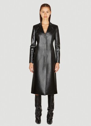 Trompe-loeil Tailored Faxu Leather Coat - Woman Coats Black Fr - 40