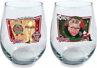 ICUP, Inc. A Christmas Story Iconic Quotes 21oz Stemless Wine Glass Set | 2 Glasses