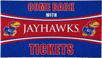 Come Back with Tickets University of Kansas 28 x 16 Woven PVC Indoor Outdoor Doormat